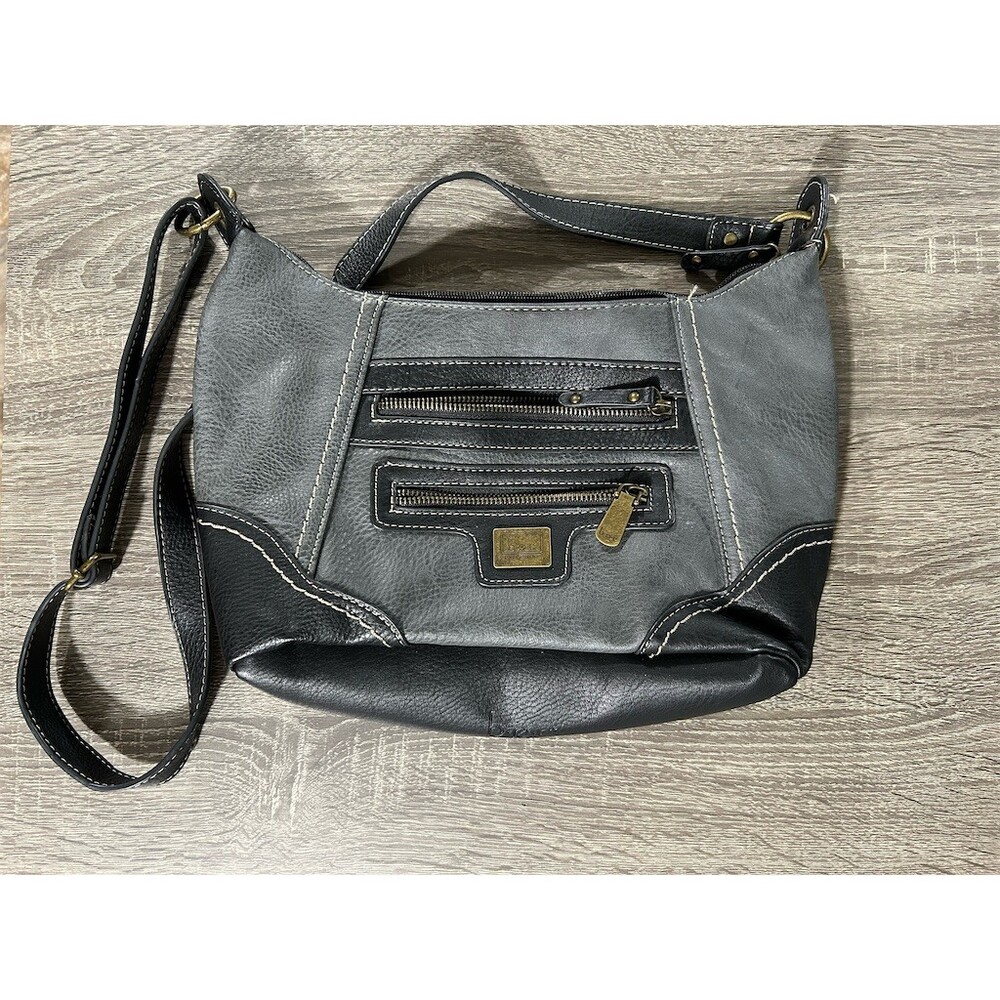Stone & Co Born Concept Hobo Shoulder Bag Gray & Black Colorblock Zip